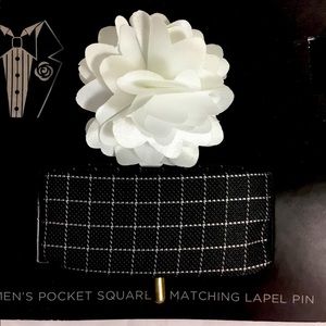 Flower Lapel Pin & Handkerchief Set